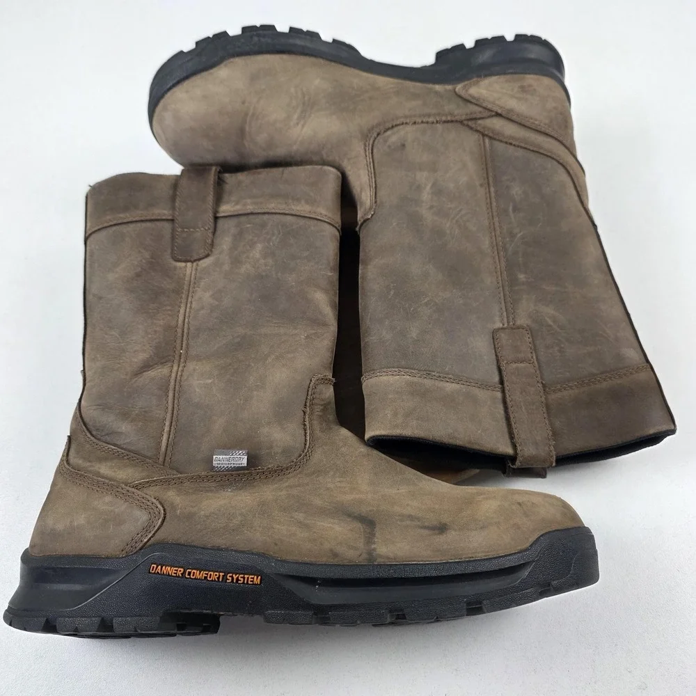 Danner Crafter Wellington Boots Mens Size 11 EE Brown Leather Pull On Work 12453 - Picture 11 of 15